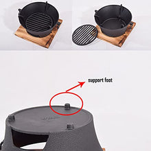 Charcoal Grill Household Barbecue Meat Stove Thickened Barbecue Pot Cast Iron Charcoal Stove With Round Pan Barbecue Grill Outdoor Cooking Picnic Barbecue (Color : Black Size : 38x18cm)