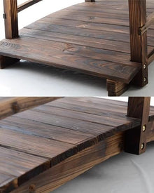 Blazea 140cm Long Outdoor Garden Bridge, Yard Footbridge Walkway Wooden, Stained Finish Arch Garden Bridge Landscaping with Safety Handrails
