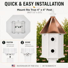 NC Birdguy Handmade Copper Roof Two-Story 8-Compartment Birdhouse (H14C)