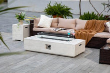 LumeVale 56-inch Rectangle Propane Gas Fire Pit Table, CSA Certified 50,000 BTU Outdoor Fireplace for Backyard, Porch, Garden (White, Fire Pit with Wind Guard&Tank)