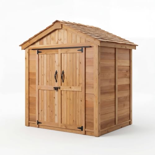 Outdoor Living Today Western Red Cedar SpaceMaster Storage Shed with Cedar Shingle Roof, Double Doors, 6 ft. W x 4 ft. D