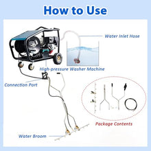45 inch Surface Cleaner Water Broom, Dual Handle Stainless Steel Pressure Washer Attachment with 7 Nozzles, Concrete Driveway Power Broom Sweeper