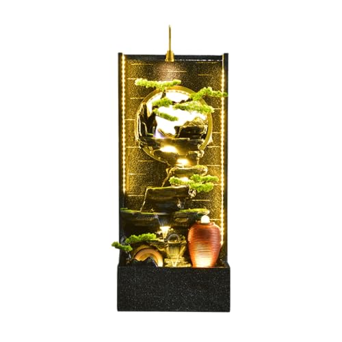 6.72 Ft Tall Elegant Zen Garden Indoor Water Fountain with LED Lights, Mist Maker, and Simulated Bonsai Trees - Outdoor, Garden, Yard, Entryway Decor Waterfalls (2645)(2645)
