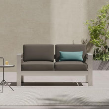 SRECELL Aluminum Patio Loveseat Outdoor Couch 2 Seat with 6 Inch Cushions, Heavy Duty Metal Frame Garden Sofa for Porch Deck Balcony, Water-Resistant Fabric, 600 Lbs Capacity