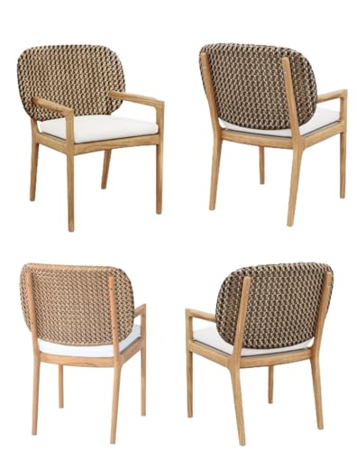 TeakFurnitureOutlet Qty 4 - Grade-A Teak Wood Luxurious Solo/Single Akyee Arm Chairs #96AKAA