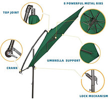 RWGOVLU 3m Cantilever Garden Parasol with Crank Handle and Tilting, Patio Sunshade, UV Protective 50+, Garden Offset Patio Umbrella for Outdoor Sun Shade