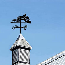 Tractor and Pig Weather Vane Stainless Steel Wind Vane Decorative Weathervane Antique Style Wind Direction Indicator Suitable for Home Barn or Pavilion Garden Decoration