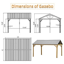 Domi Outdoor Living 12’x14’ Hardtop Aluminum Gazebo with Galvanized Steel Roof Wood Grain