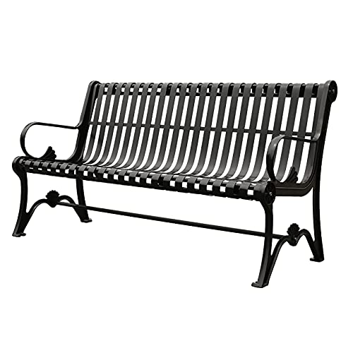 Patio Garden Bench, Heavy-Duty Metal Park Bench, Powder Coated Cast Iron Steel Frame, Outdoor 3-Seater with Backrest for Garden Backyard Lawn Porch Path (Size : 1200mm)