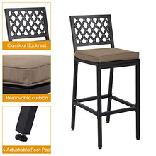 Sumshadow Outdoor Patio Bar Set, Bar Height Patio Dining Set, Weather-Resistant Bistro Counter Pub Set with Cushions & Slatted Tabletop for Backyard, Garden, Yard (63" Table, 6 "X Style Stool, Black)