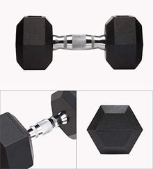 HAJEX Rubber Hex Dumbbell Heavy Weight Stack Black