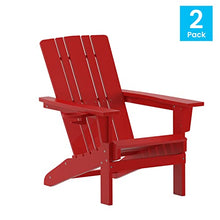 Taylor & Logan Hedley Adirondack Chair with Cup Holder, Weather Resistant HDPE Adirondack Chair in Red, Set of 2