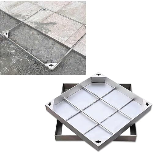 GHHDPXM Heavy-Duty Stainless Steel Recessed Manhole Cover, 700x700mm Square Lid for Patios and Gardens, Invisible Design for Easy Access and Durability