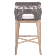 Home Square 3 Piece Outdoor Upholstered Rope Barstool Set Dove Gray Teak