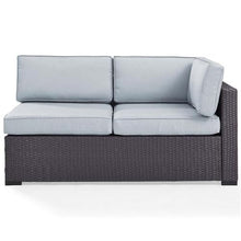 Afuera Living Wicker Patio Loveseat, 62.25" Wide, Resin Rattan & Steel Frame, Mist Blue/Brown, Weatherproof Fabric, Handwoven, UV-Proof Outdoor Sofa with Adjustable Levelers, Cushions for Backyard