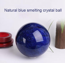 FOTCFATEV Smelting Blue Crystal Ball Quartz Sphere with Stand,Magic Gemstone Sculpture Figurine,16cm/6.3in