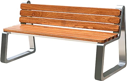 ERoomQ Outdoor GThe Bench,GThe Bench Seat Patio Chairs, Weatherproof Patio Bench with Stainless Steel Frame and Anticorrosive Wood, Maximum Load of 600kg (with Backrest)