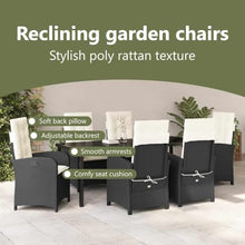 vidaXL Garden Dining Set 7 pcs Black Poly Rattan