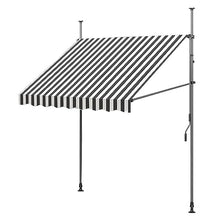 YUGXTH Manual Retractable Window Awning Canopy Cover with Handle, Adjustable Pergola Shade Cover with UV Protection, 100% Polyester Made Outdoor Canopy(Gray and White stripesA,3.5x1.2m)