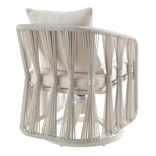 Breeze Cream Metal Outdoor Swivel Dining Chair with Pearl Cushions