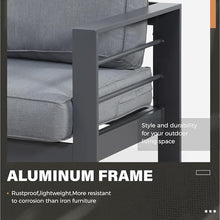 Solaste Aluminum Patio Furniture Set with Fire Pit Table, 7 Seats, Water-Resistant Cushions Grey