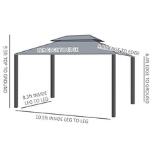 Outsunny 10' x 12' Hardtop Gazebo with Curtains and Netting Charcoal Gray