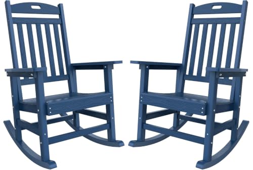 YEFU Rocking Chair Outdoor, Oversize Rocking Chair HIPS, Set of 2, Navy