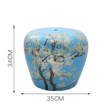 LINKIO Garden Stool Ceramic Drum Stool Short Stool Chinese Stool Pottery Ceramic Stool Living Room Shoe Changing Stool Porcelain Stool Porcelain Pier Sitting Pier Ottomans(A)