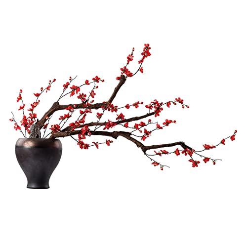 YXIANG56Q Fake Plants Artificial Bonsai Silk Peach Blossom Tree Plants with Ceramics Pots Fake Flowers Decorative Bonsai Plants for Home Office Décor Bonsai Tree