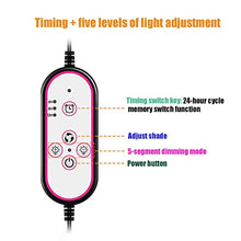 1-4 Heads Grow Light for Indoor Plants, Clip on Plant Growing Lamp, 3/9/12 Timer, 360° Adjustable Gooseneck, 5 Segment Dimming Mode, 3 mo