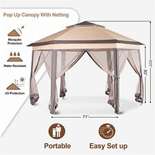 13’x 13' Gazebo Patio, Pops Up with Roller Bag, Outdoor Canopy Tent Folding for Parties Garden Backyard