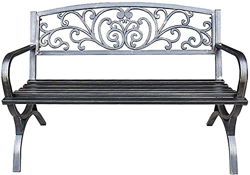 Garden Bench Outdoor Bench Patio Bench Front Porch Furniture Park Benches for Outside Cast Iron Metal Garden Bench Conservatory Patio Lawn or G (Bronze Cross table legs) (Bronze Cross table legs)