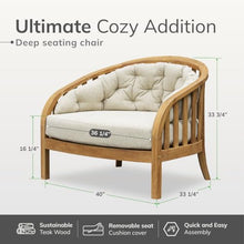 Cambridge Casual Cove Teak Wood Oversize Outdoor Lounge Chair – Patio Seating with Tufted Tan Cushion, Weather‑Resistant Club Chair, 500 lb Capacity