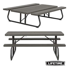 Lifetime 60112 6-Foot Picnic Table, Seats 8, Brown Plastic Top, All-Weather Steel Frame, Umbrella Hole