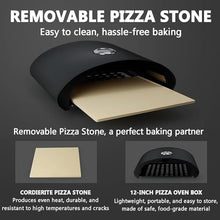 DOJBK 12in Fuel Pizza Oven, Outdoor Portable Oven, Built-in Thermometer, with Pizza Stone, Maximum Temperature Can Reach 520°, for Outdoor Cooking, Home, Party