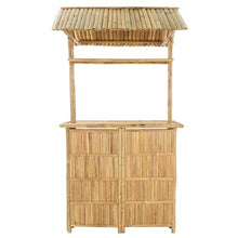 Makastle Bamboo Tiki Outdoor Bar Table, 45.28 x 37.40 x 84.25 in, Natural, with Roof and Storage Shelves, Patio and Garden Use