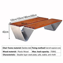 Outdoor Park Bench, 2 Rows of Solid Wood Benches with Stainless Steel Brackets, Library Hospital Mall Corridor Lobby Lounge Public Seats (Size : 90x42x150CM)