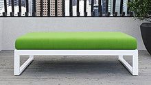 ZURI Modern Kore Outdoor Ottoman with Quick Drying Cushions and Aluminum Frame White/Lime