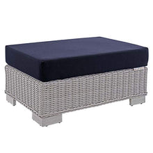 Modway Conway Sunbrella Outdoor Patio Wicker Rattan 2-Piece Armchair and Ottoman Set Light Gray Navy