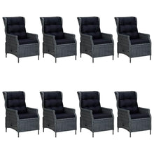 Molumvel 9 Piece Patio Dining Set. Acacia Wood Table & Reclining Chairs