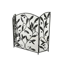 Fireplace Screen 3 Panel Folding Fireplace Net with Leaves and Flowers Design, 45" x 30" Fireplace Screen