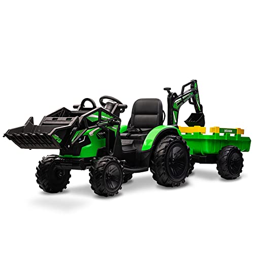 Hetoy 24V Kids Ride-On Tractor Excavator Bulldozer Green