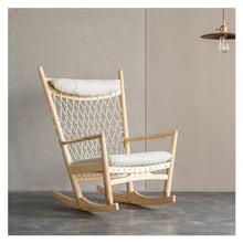 XRXwuf689 Home Rattan Chairs- Wood Rocking Chair - Nap Chaise Lounge & Single Sofa Chair - Rattan Chair - Leisure Chair for Living Room or Outdoor Patio Lounge Chair(Original Wood Colour)