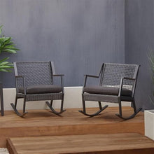 Home Square Aluminum Frame Patio Rocker Chair in Black Finish - Set of 4