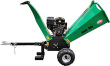 All Power America APWC420E Woodchipper Mulcher 15HP JD Engine 420cc Gas Powered Chipper Shredder 2000 RPM Double Edge Blades 6" Feed, Green/Black
