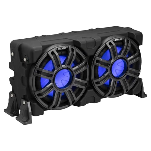 KICKER 10-Inch Loaded Premium Marine Sub Enclosure with Passive Radiator & 48KXMA4002 Marine Amp Bundle