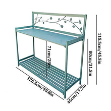 Potting Bench, Outdoor Patio Metal Potting Table with 2- Tier Open Shelf, Garden Work Station Table for Planting (Color : Brown, Size : 126.5x45x115.5cm)