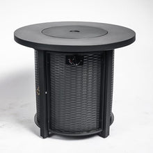 YOPTO 30inch Propane Round Fire Pit Table with 40000BTU and Stainless Steel Burner,Rattan Pattern Fireplace w/Piezo Electronic Lgniter & Rocks,Backyard Patio Garden Heater for Outdoor,Black