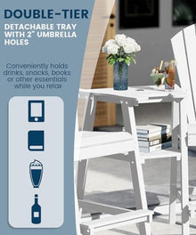 FOOWIN Tall Adirondack Chairs Set of 4 with Double Connecting Trays