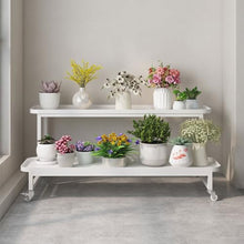 Metal Plant Stand Outdoor Flower Pot Stand 2-Tier Flower Display Rack Cream Style Plants Ladder Frame Multifunctional Home Storage Rack Waterproof Plant Shelf Abrasion Flower Rack For Corner